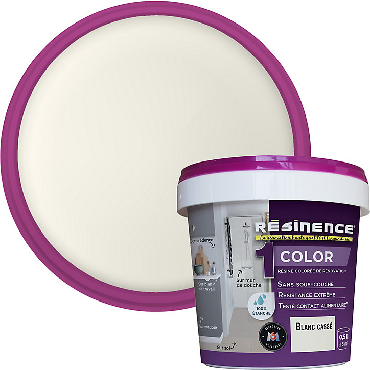 Résine multisupports Résinence Color blanc cassé satin 500ml