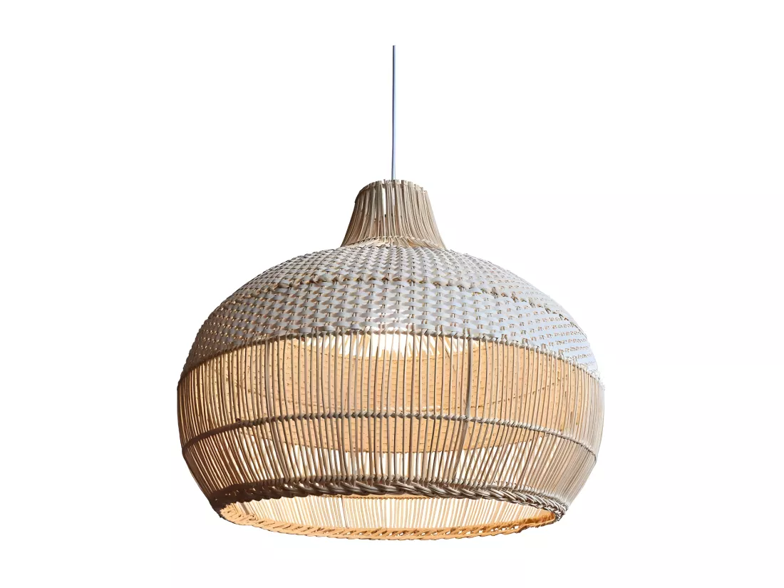 Luminaire suspension en rotin blanc d40 cm x h40 cm