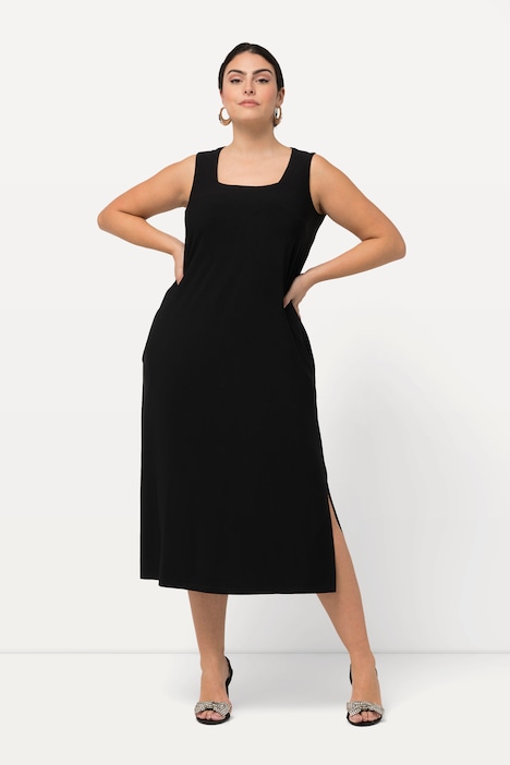 Jersey-Kleid, A-Linie, Carree-Ausschnitt, ärmellos