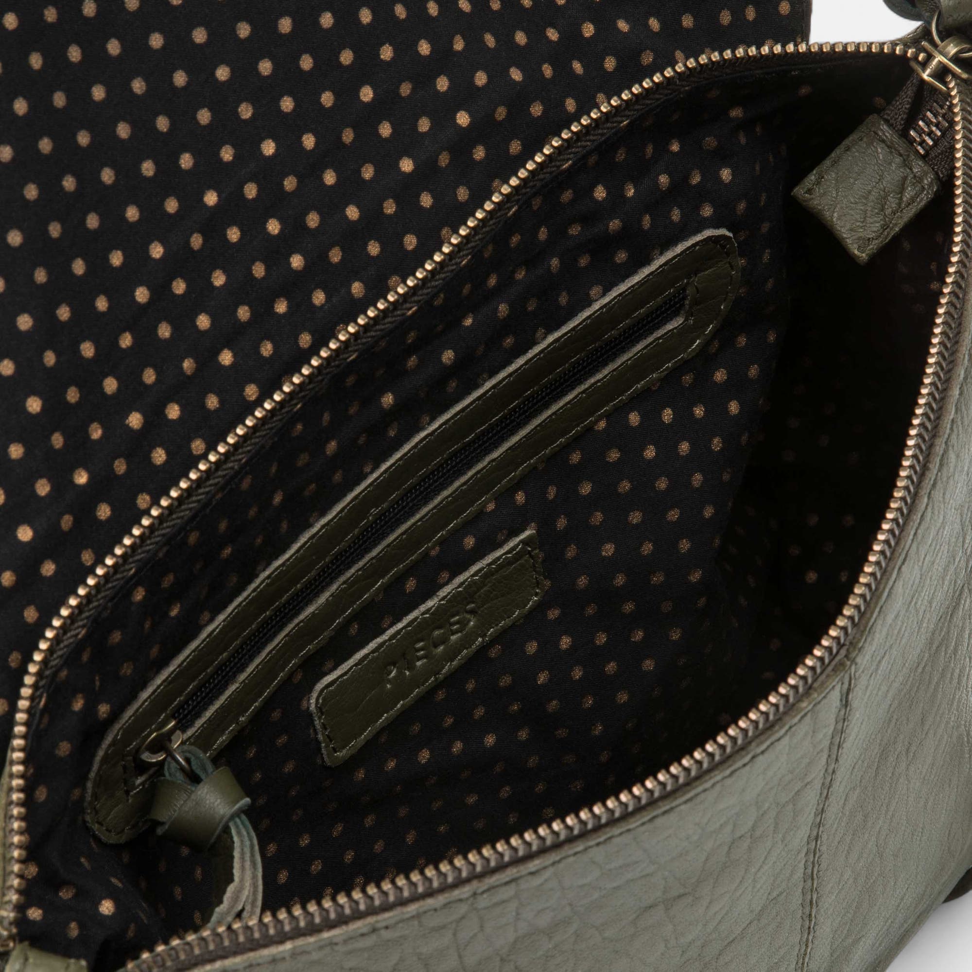 Sac bandoulière en cuir kaki