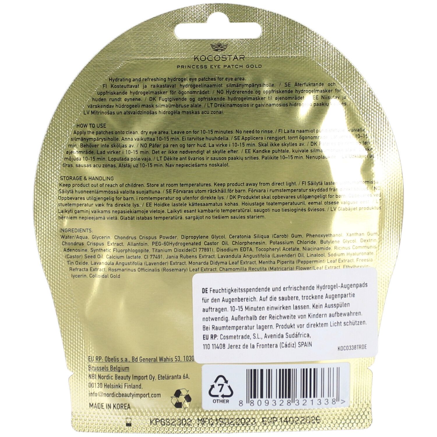 KOCOSTAR Princess Eye Patch Gold