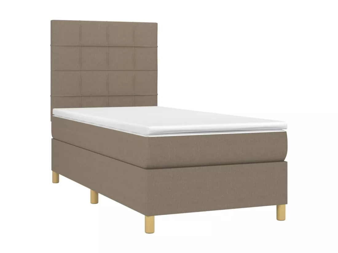 Sommier tapissier avec matelas et LED Taupe 90x190 cm Tissu