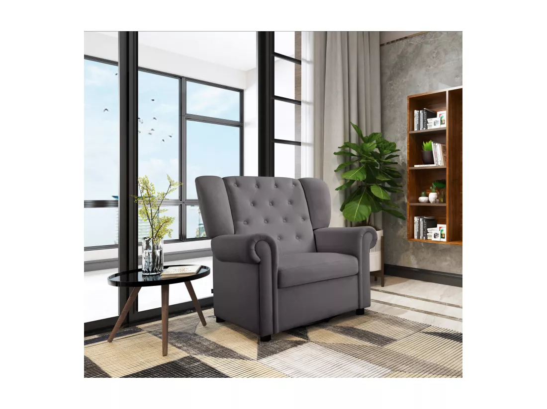 Lillyse | Fauteuil à bascule avec fonction pivotante en velours gris
