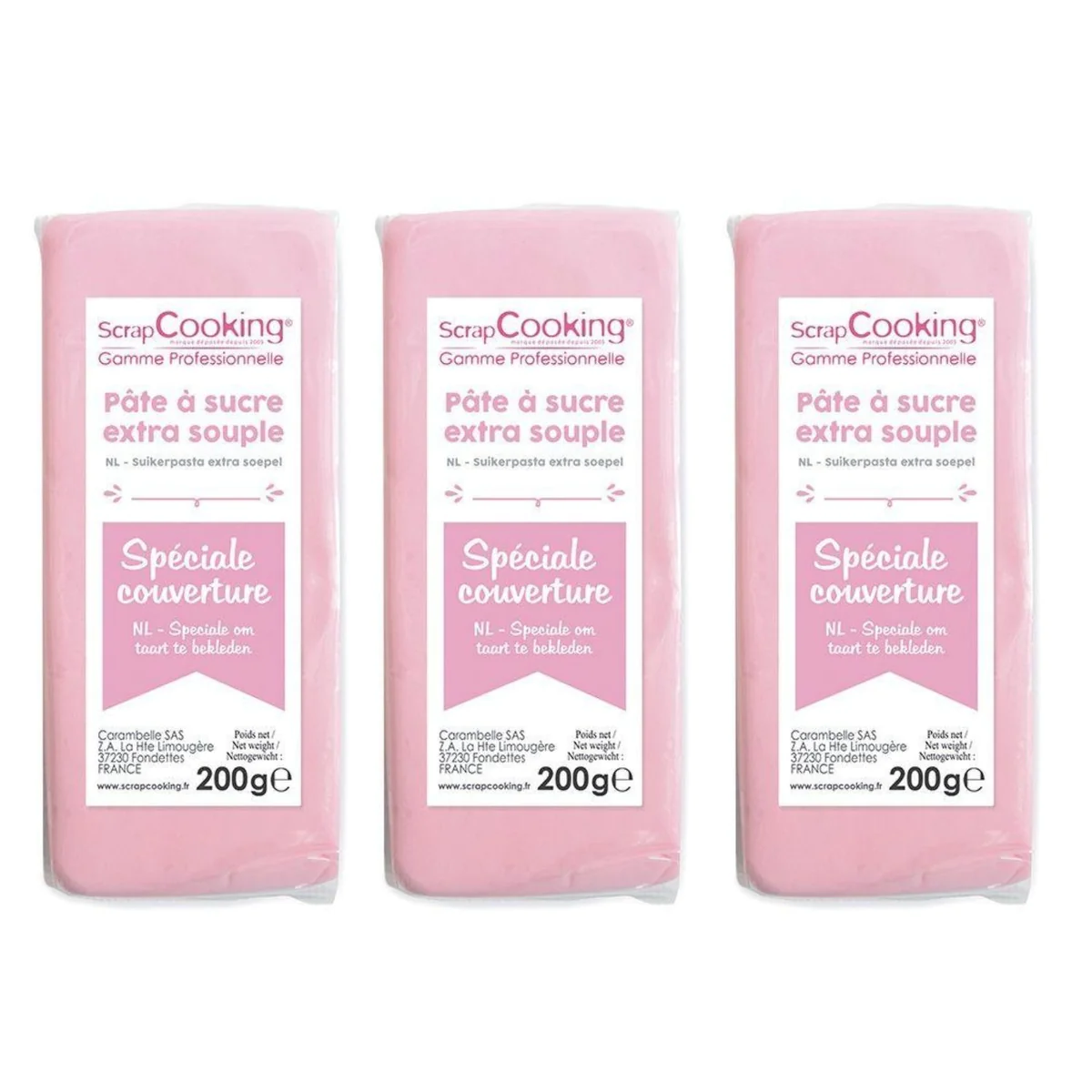 Pâte à sucre de couverture rose 600 g Scrapcooking