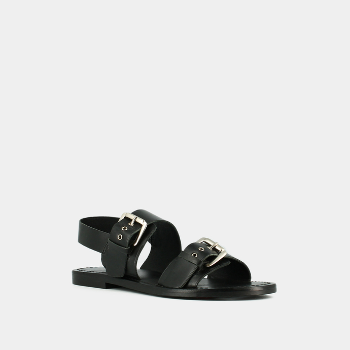 Sandales à brides entrelacées  en cuir noir