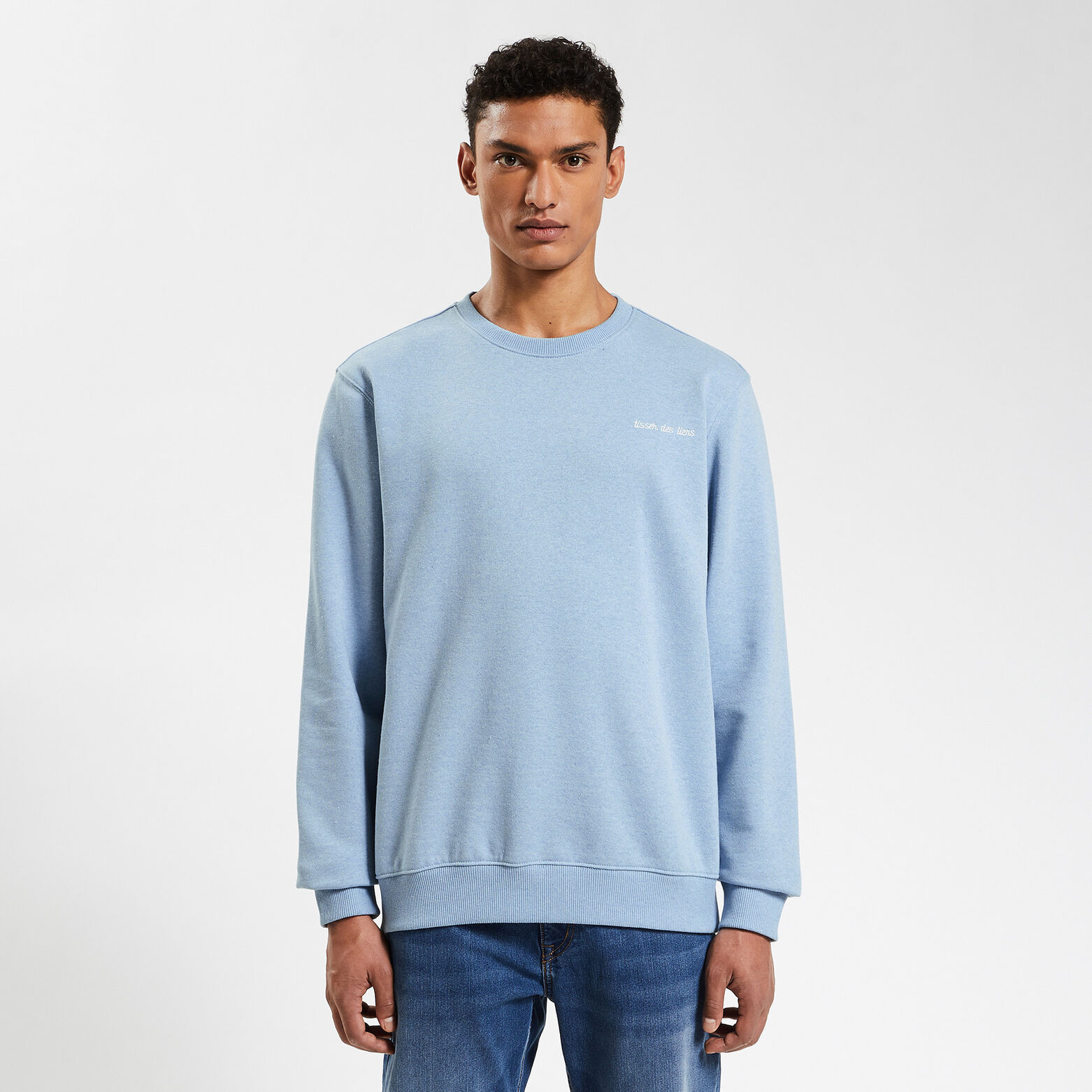 Sweat à col rond 100 % recyclé Bleu clair