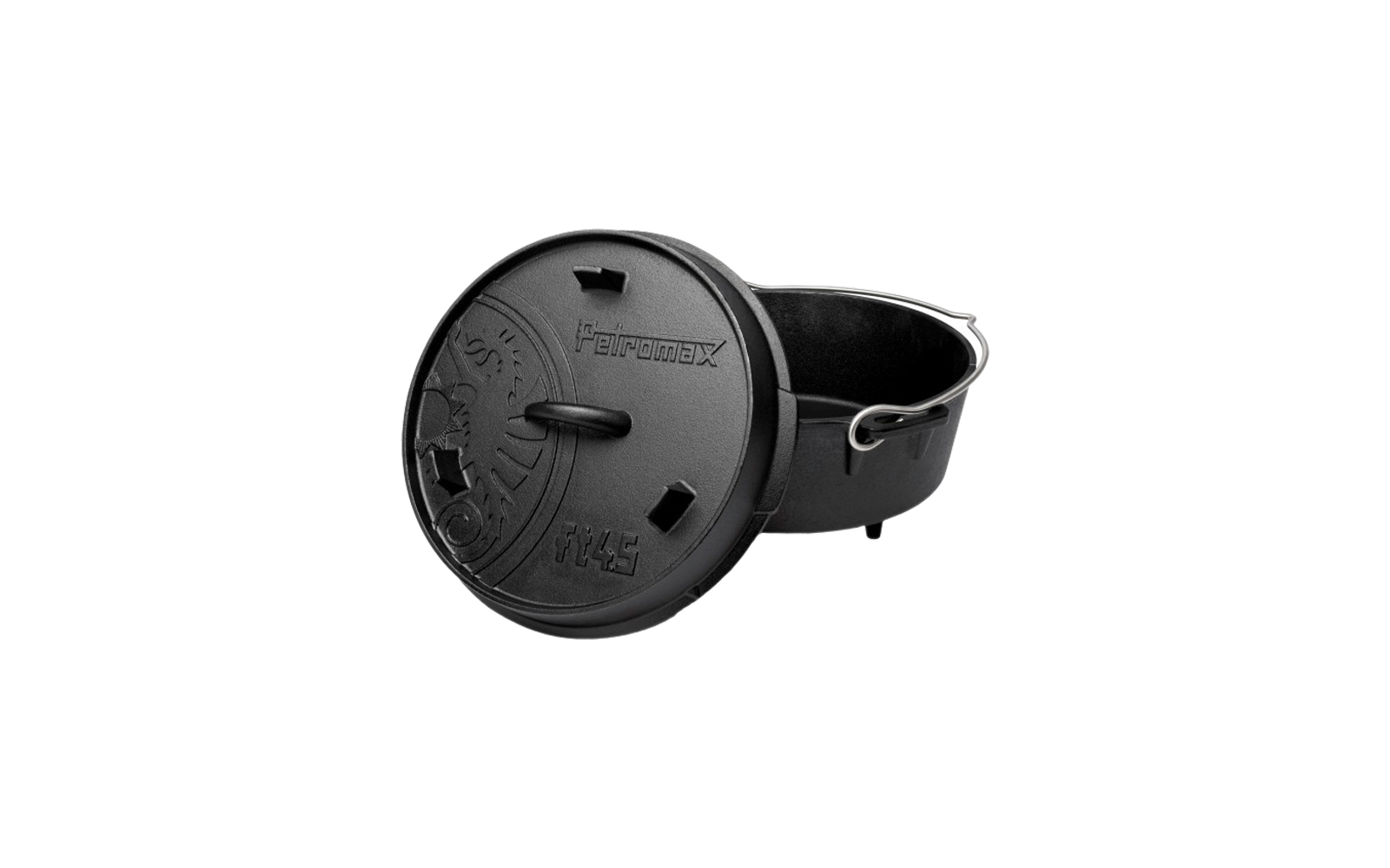 Petromax Dutch Oven Feuertopf aus Gusseisen mit Deckel und Standfüßen 3,5 Liter