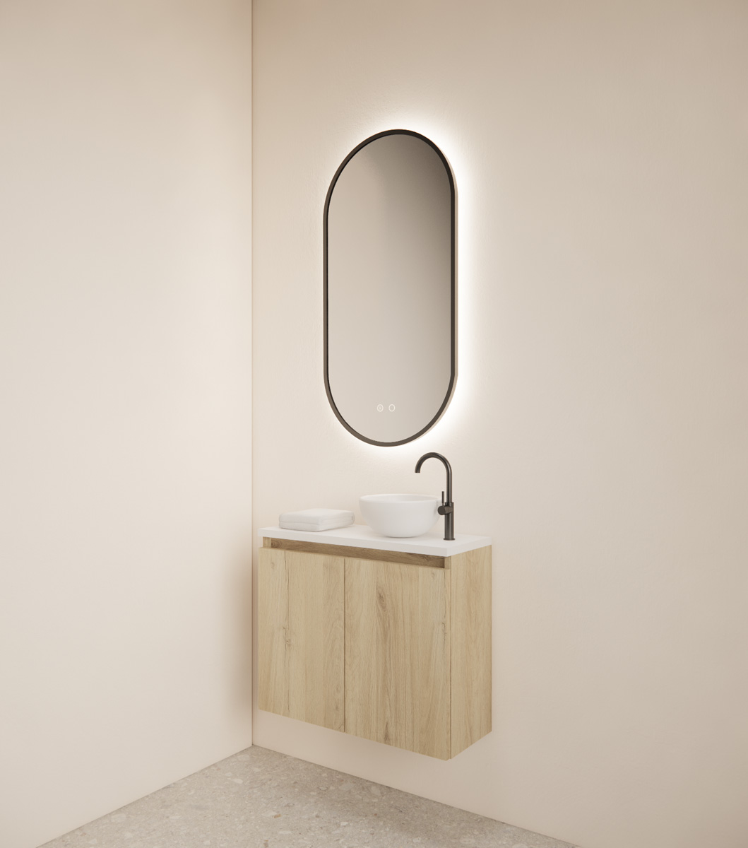 Gliss Design Echo toiletmeubel 60cm artisan eiken met toppaneel wit mat