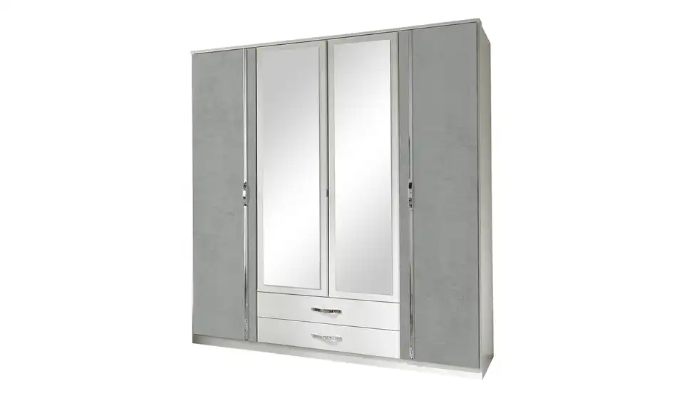 Kleiderschrank Duo 179 cm Steingrau, Weiß