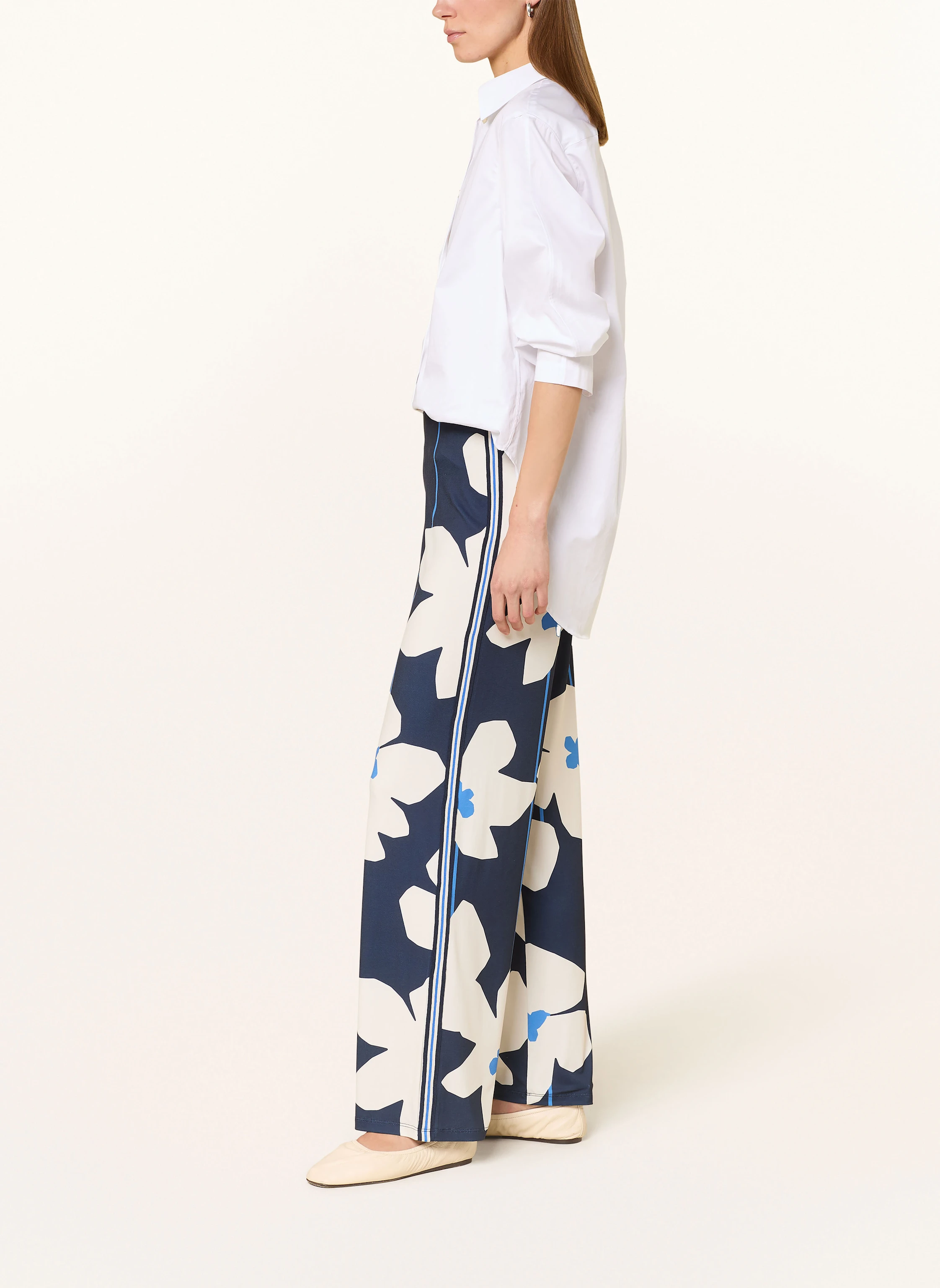 oui Marlenehose aus Jersey mit Galonstreifen