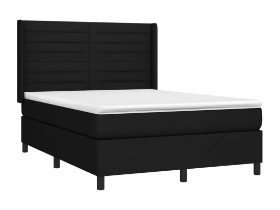 Sommier tapissier avec matelas et LED Noir 140x190 cm Tissu