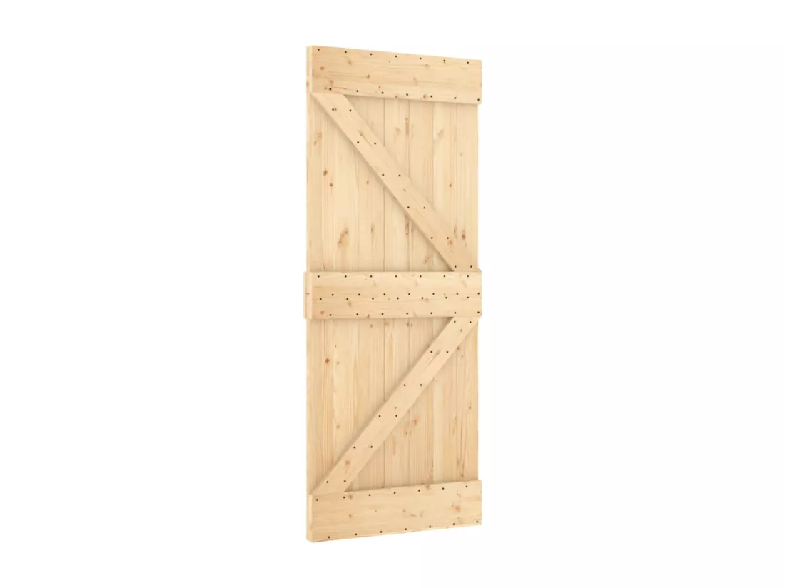 Porte coulissante et kit de quincaillerie 85x210 cm pin massif