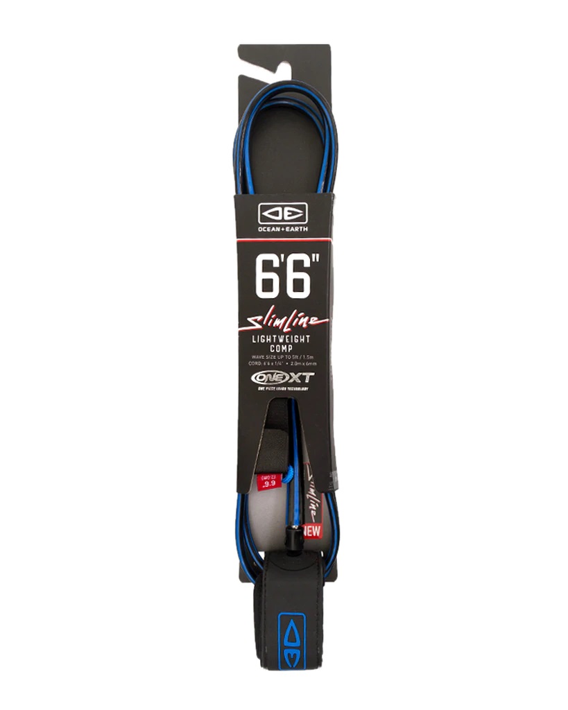 Ocean and earth Leash - Slim Line Comp One XT - 6'6 Black