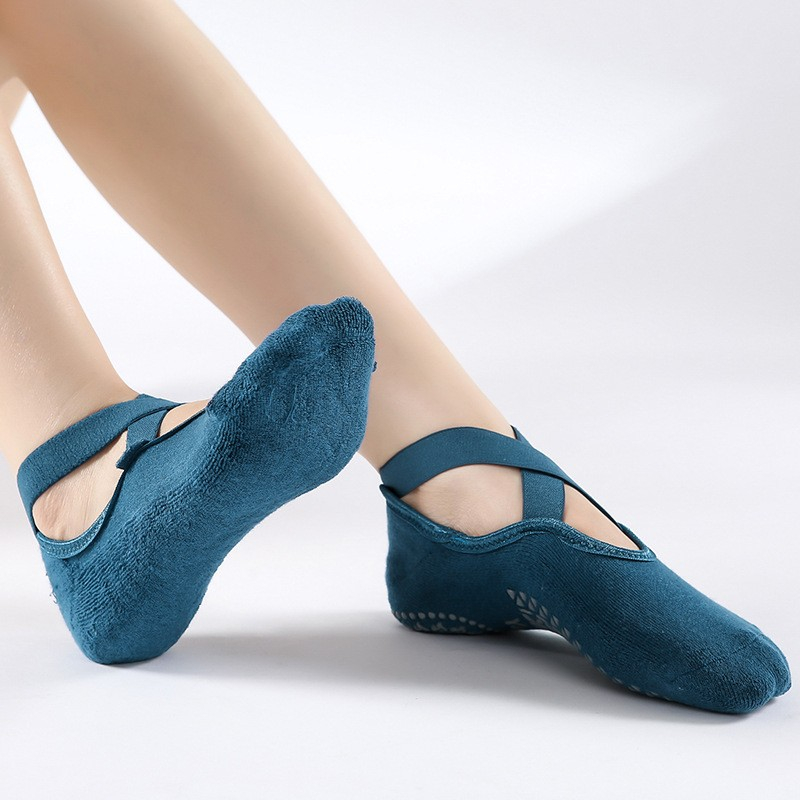 (1 Paar) Anti-Rutsch Pilates Yoga Sport Socken (One Size) - Dunkelblau