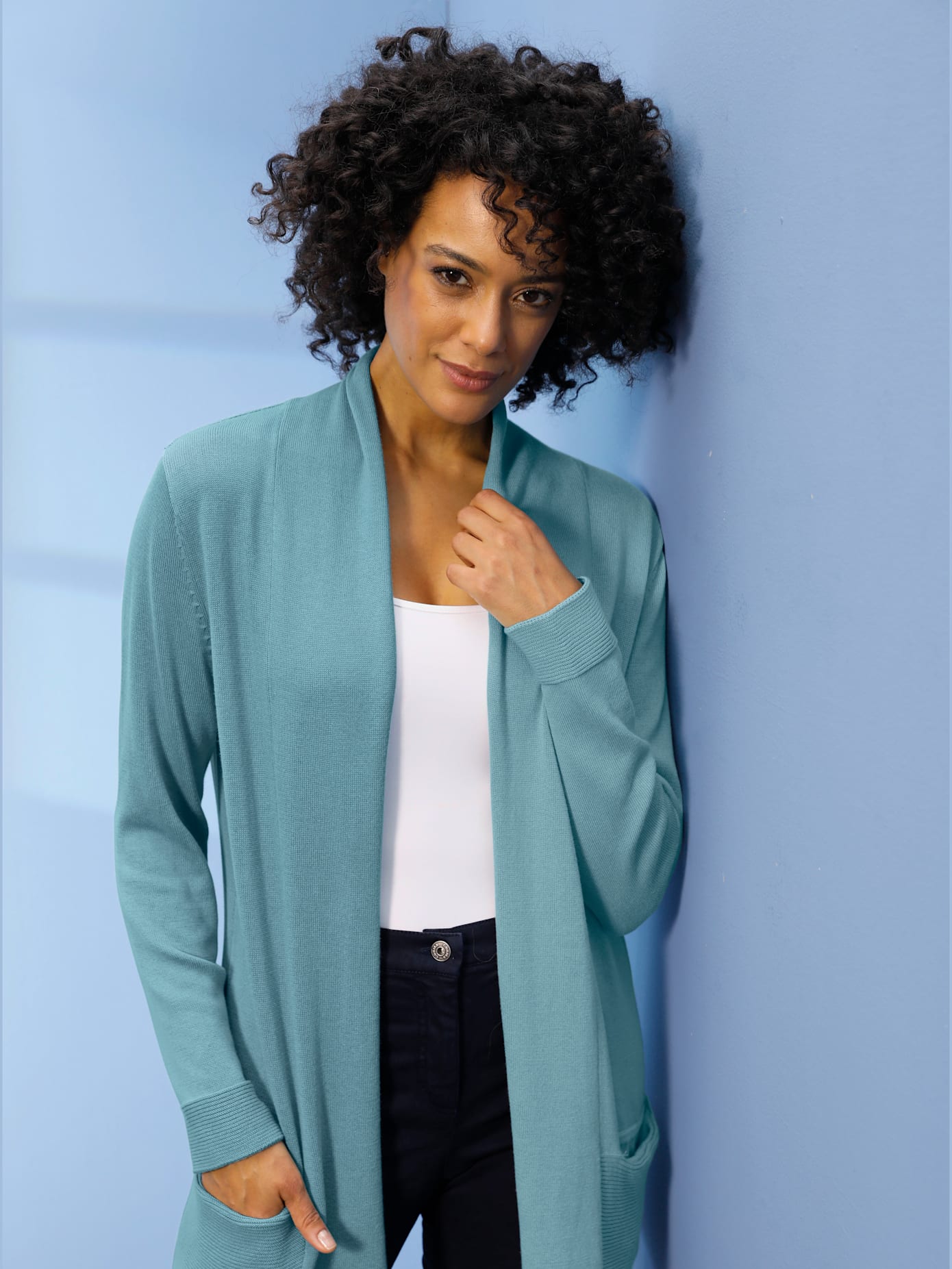Veste longue en tricot 100% coton pima