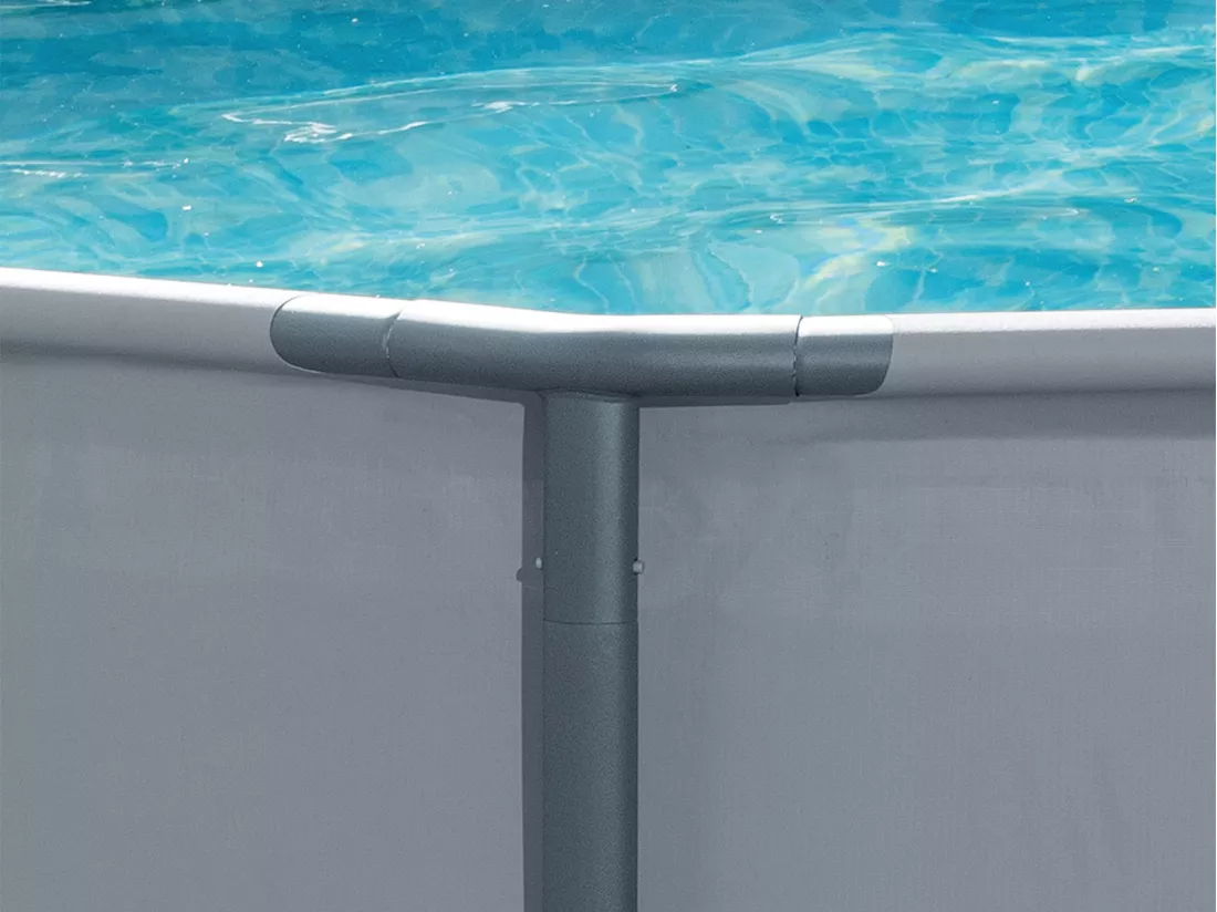 Piscine tubulaire ronde grise avec pompe filtrante à cartouche - D427 x H107 cm - NISOKA