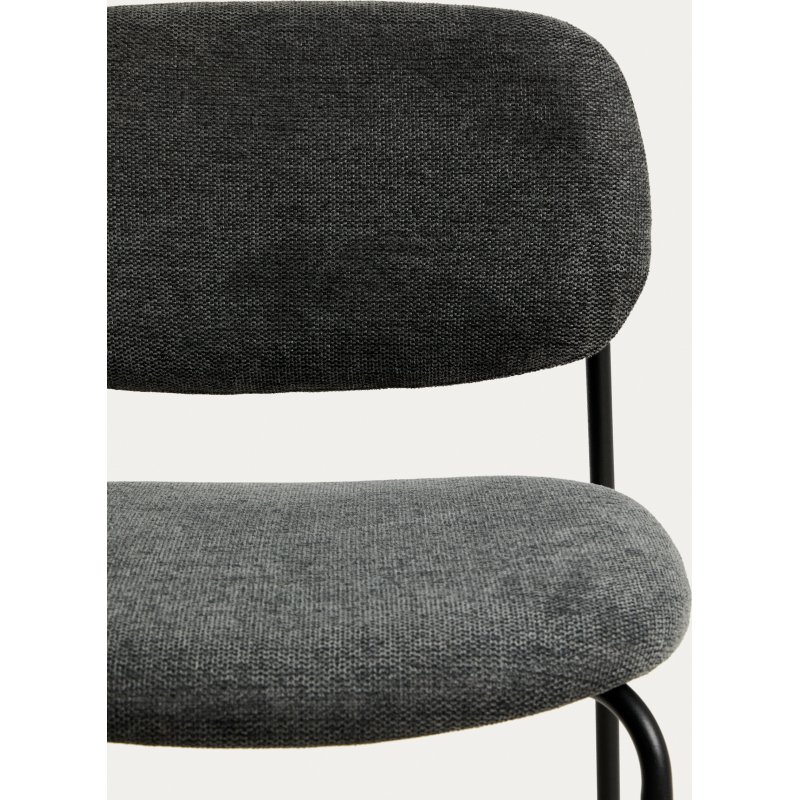 Tabouret empilable Meli en chenille grise et pieds en métal gris FSC Mix Credit 65 cm