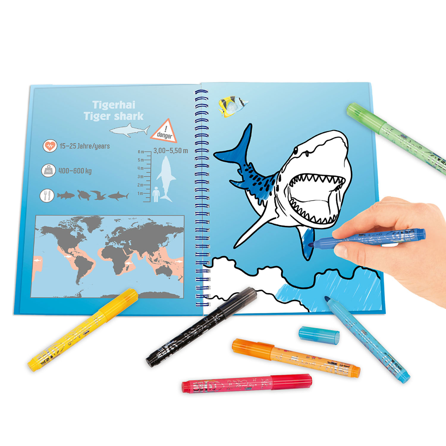 Kleurboek Onderwaterwereld met 7 Viltstiften