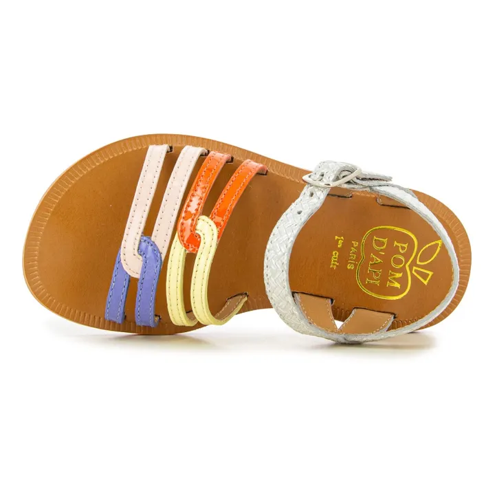 Pom d'Api Sandales Plagette Rainbow | Blanc