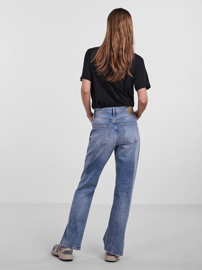 Pieces PCELAN NEW HW STRAIGHT SLIT JEANS M Blå