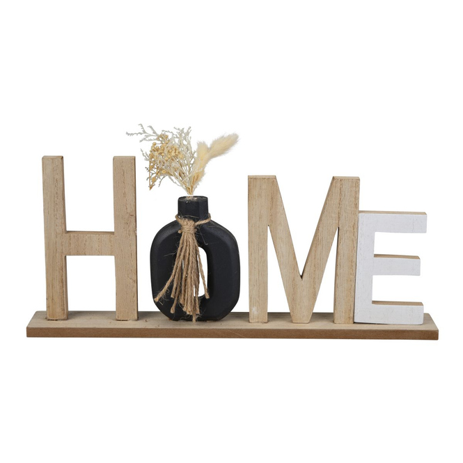 Schriftzug - Home - mit Trockenblumen - ca. 35 x 5 x 22 cm