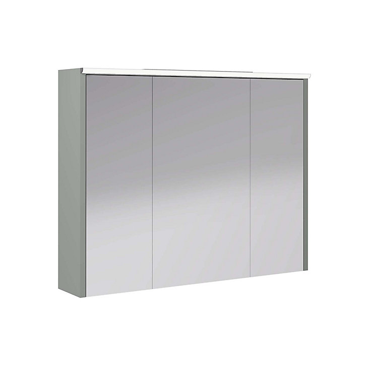 Armoire de salle de bains éclairante avec miroir Archi grège mat 90 cm