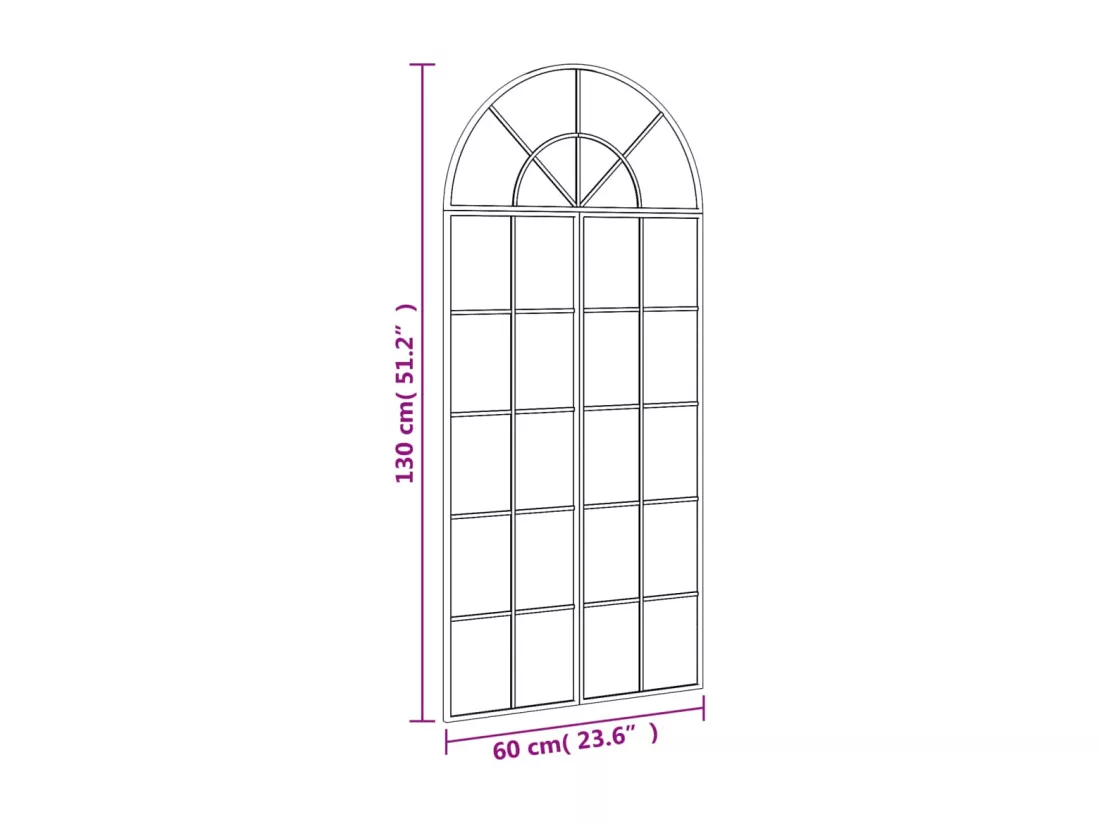 Miroir mural noir 60x130 cm arche fer