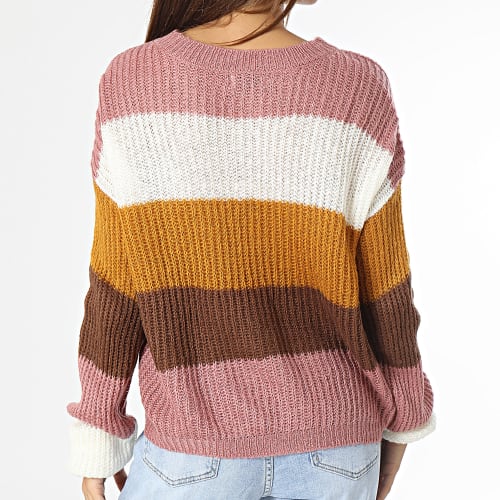 Pull Femme Badut Rose Blanc Marron Jaune Moutarde