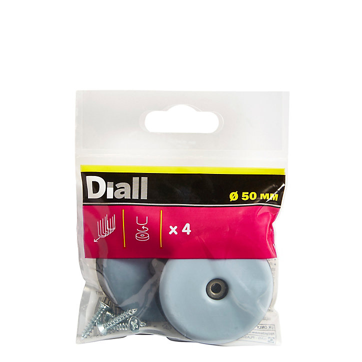 Patin vissés Diall 50 mm x 4, noir + gris/bleu