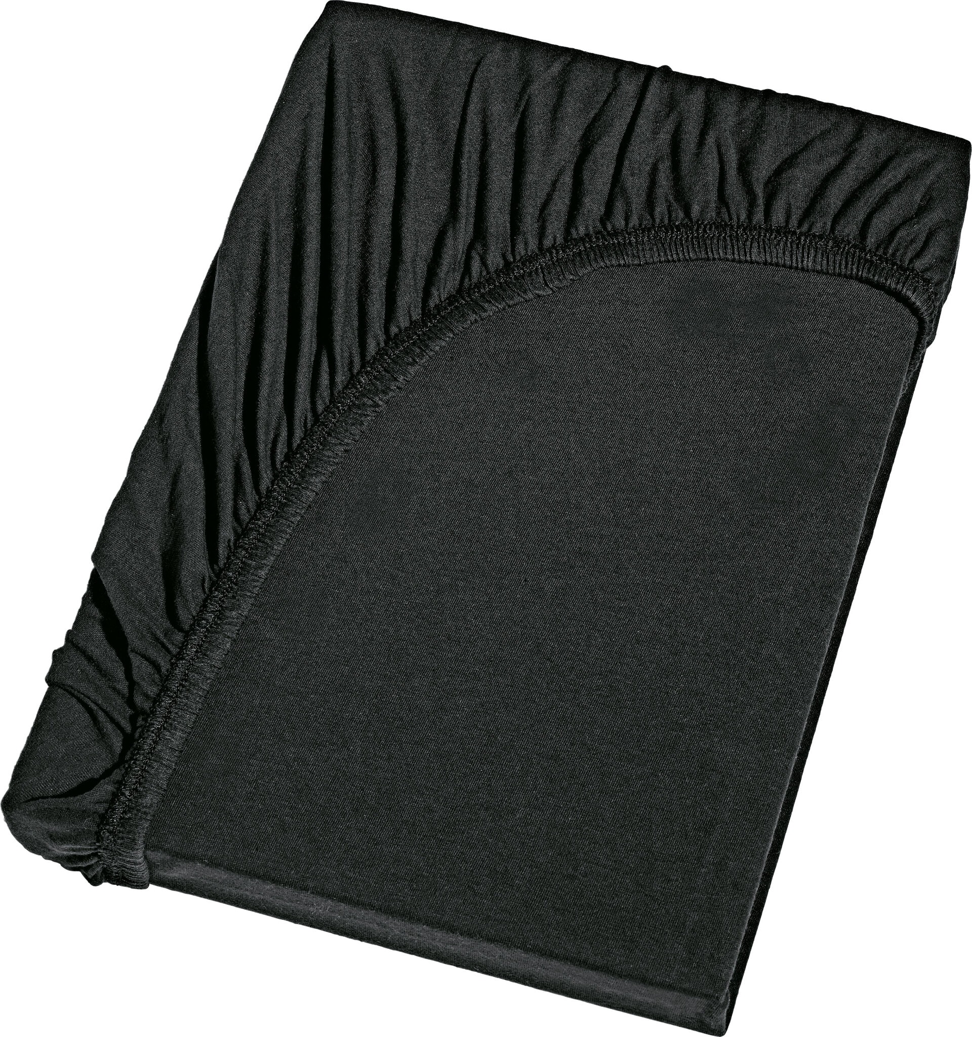 Jersey-Spannbetttuch Baumwolle Schwarz 150 x 200 cm