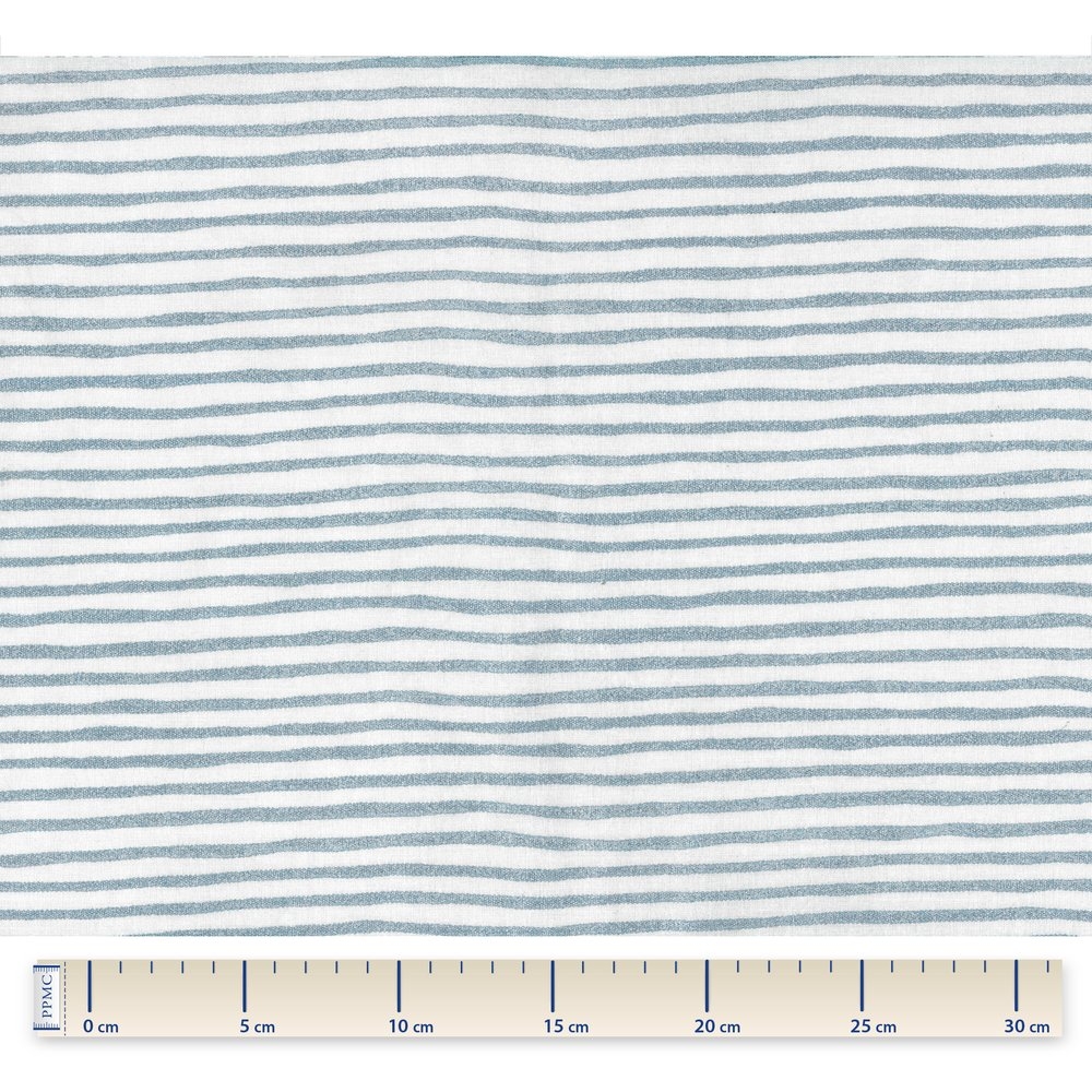 Coupon Tissu Enduit De 35Cm Rayé Bleu Blanc