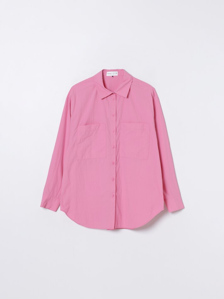 Camisa oversized de manga comprida - Rosa claro