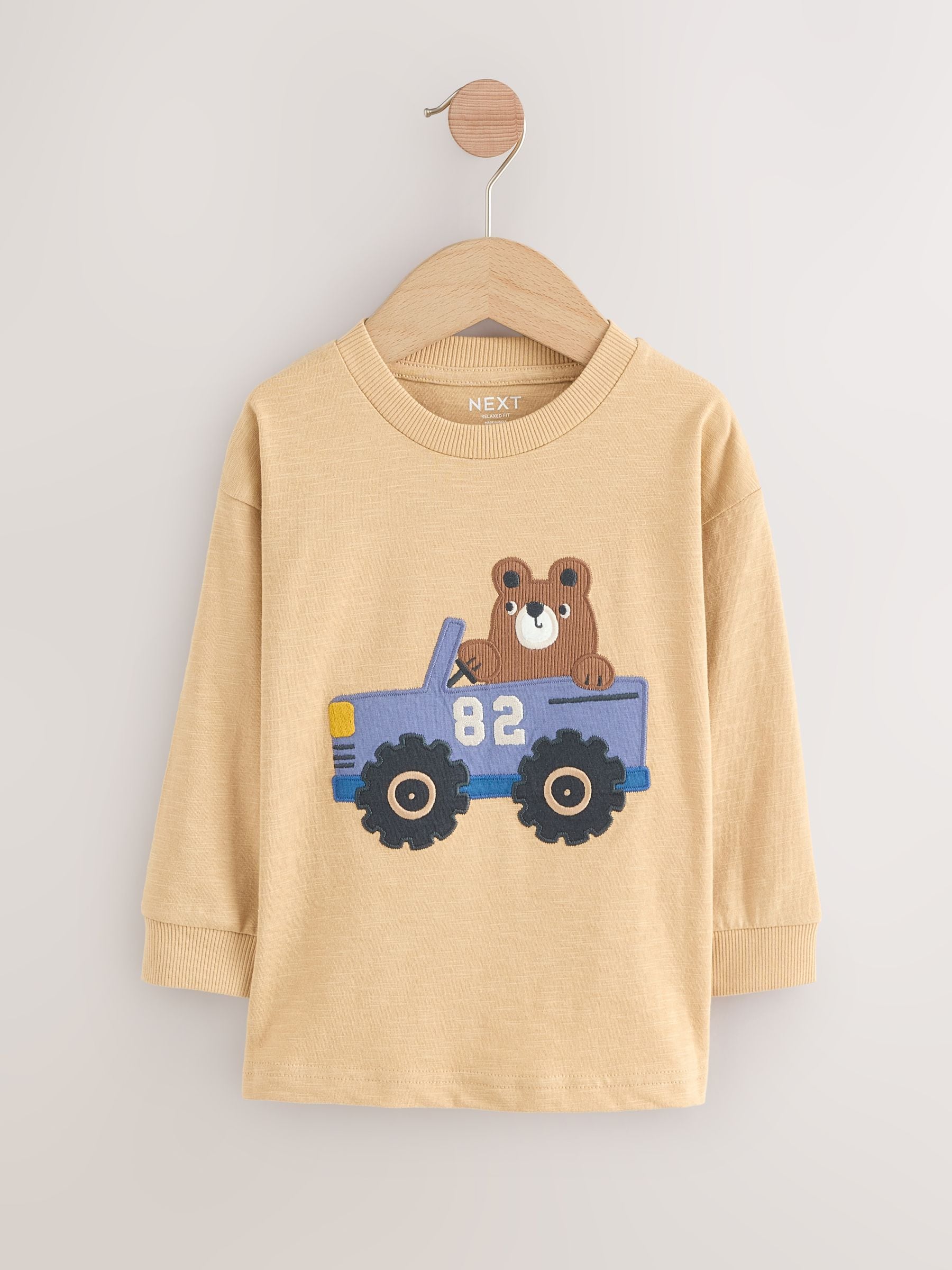 Blauw Woodland - Set van 3 T-shirts met lange mouwen en applicatie (3mnd-7jr)