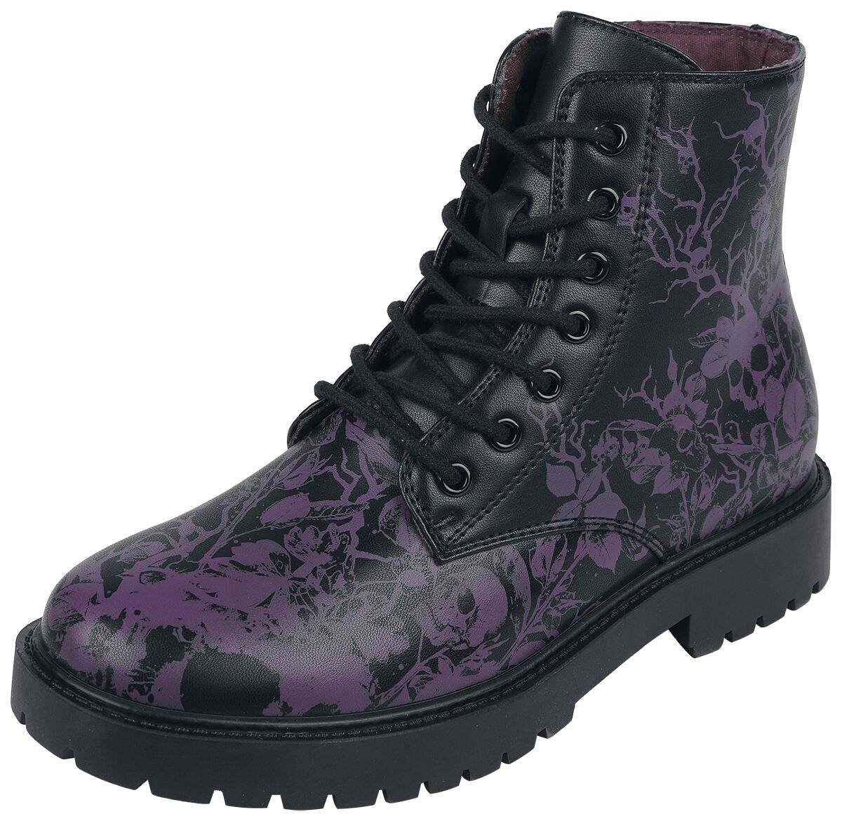 Boots with Floral Sklull Print | Black Premium by EMP Bottes