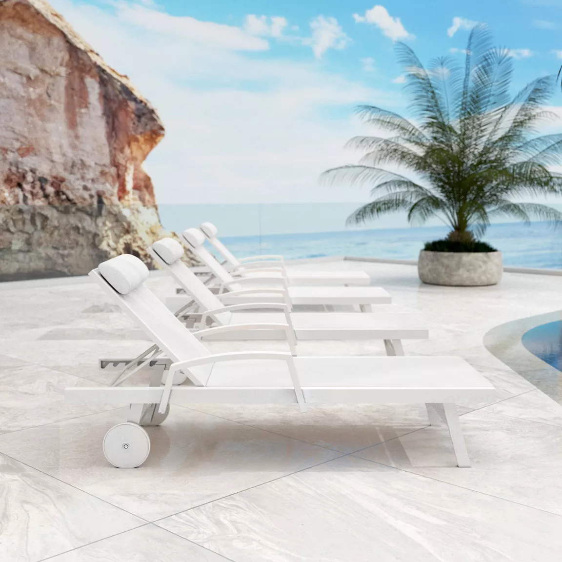 Transat en aluminium Pirae Blanc
