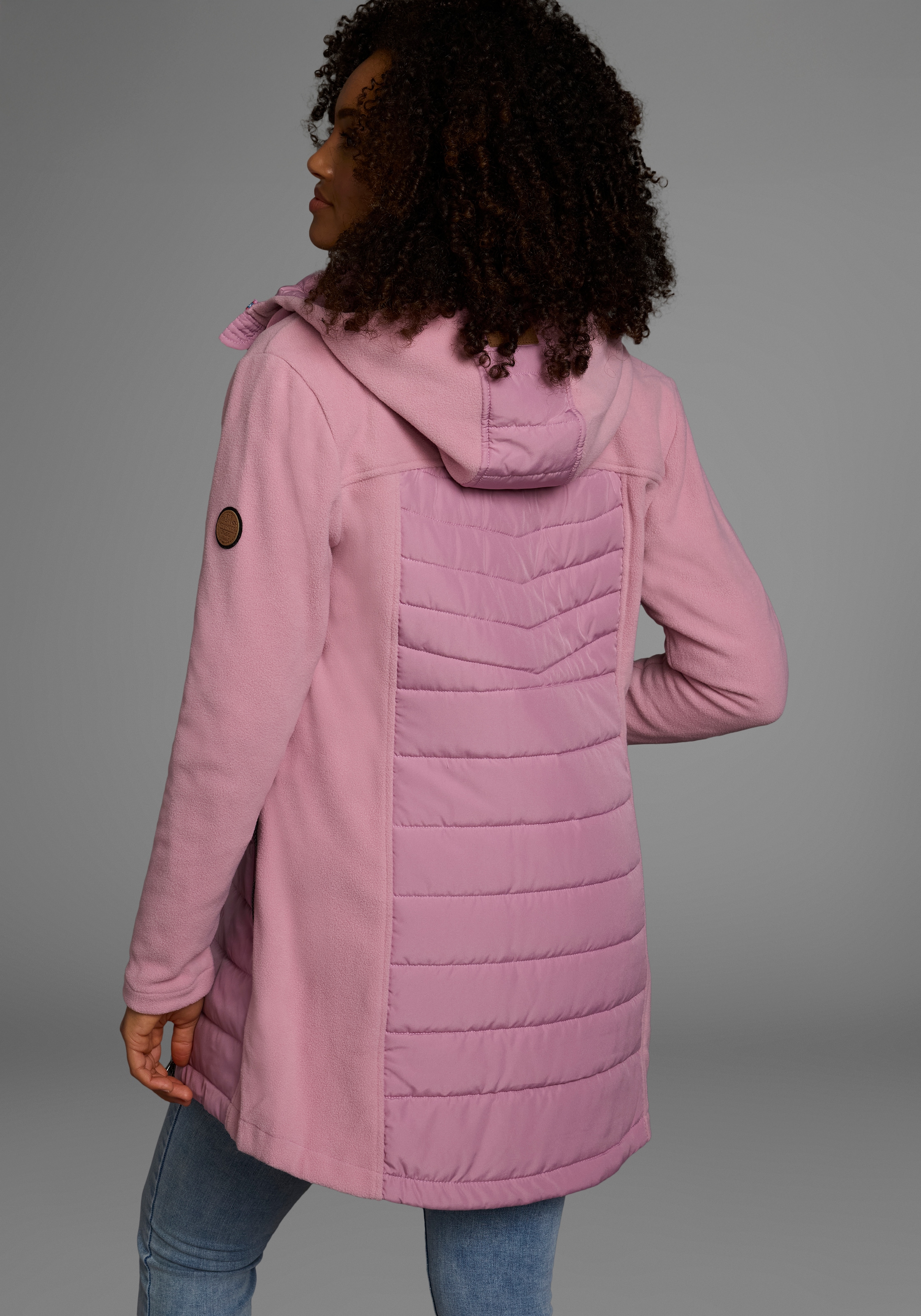 KangaROOS Langjacke mit Kapuze Hybridjacke - Fleecejacke mit wattierten Bereichen