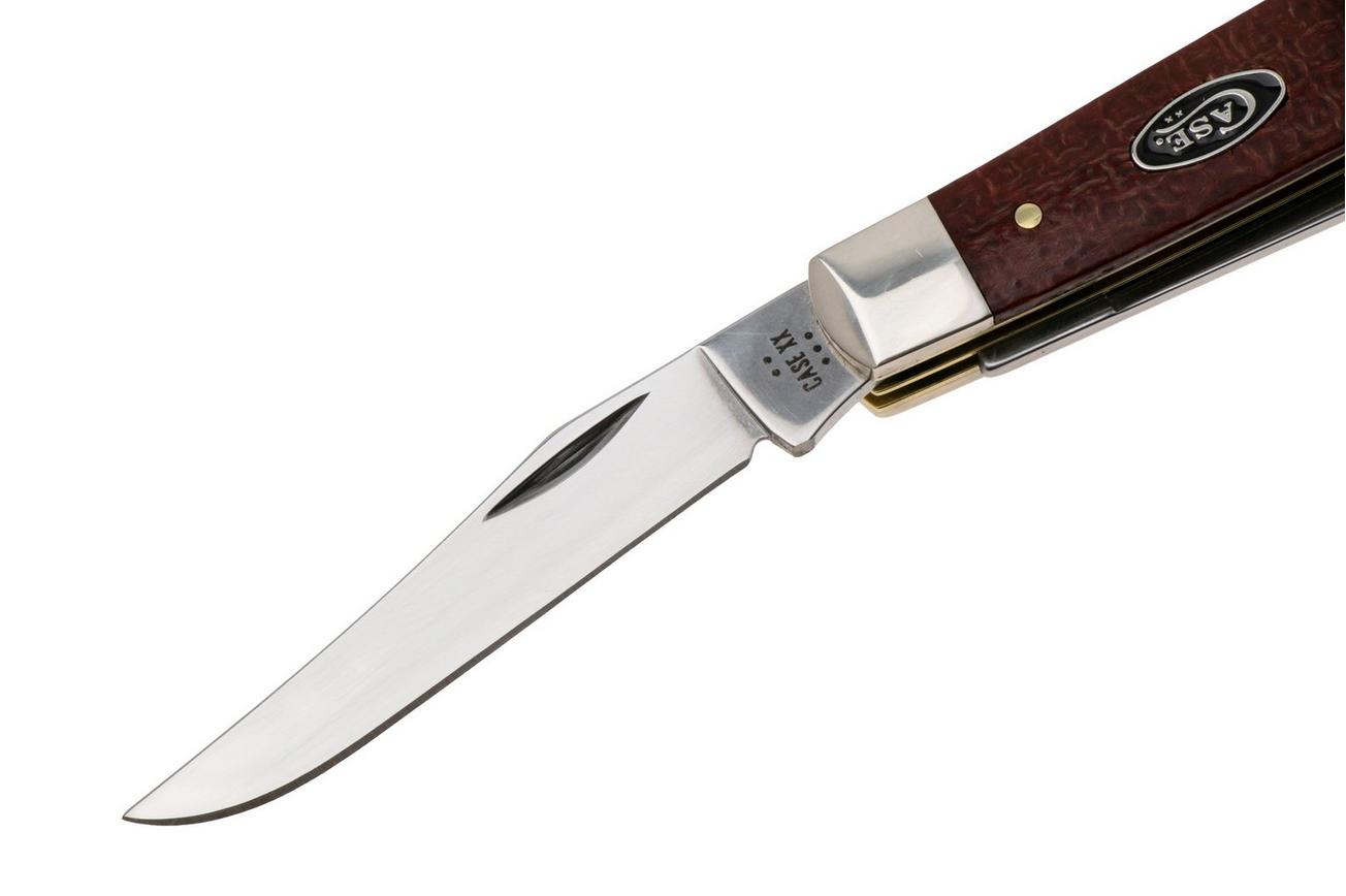 Case Mini Trapper Smooth Dark Red Burlap Micarta, 12271, 10207 CS zakmes