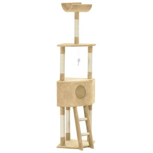 Arranhador bege para gatos com sisal.
