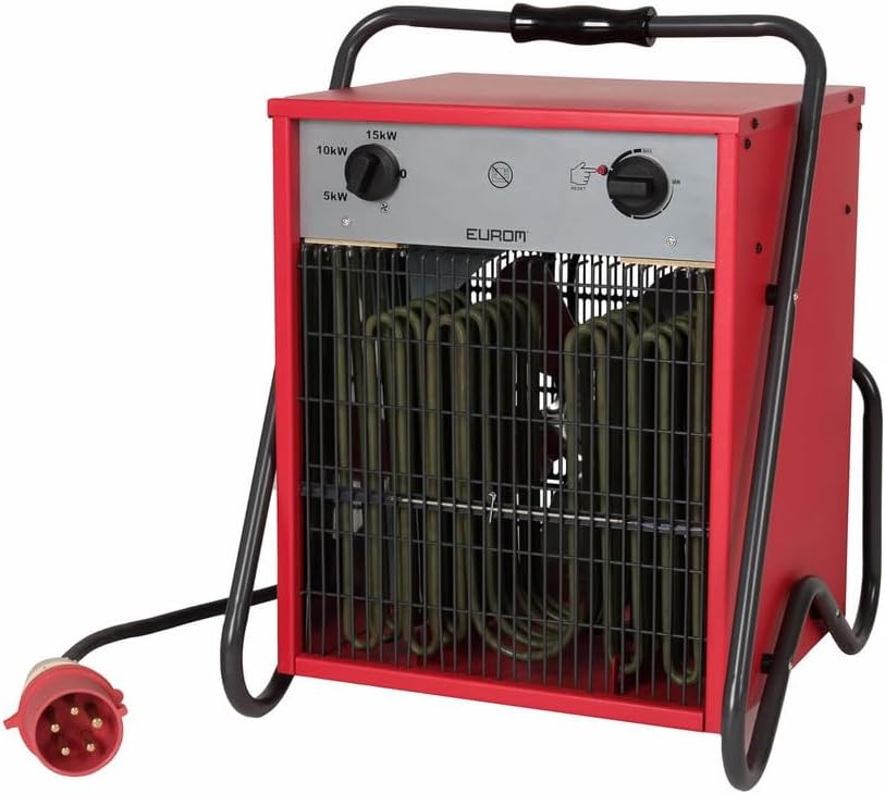 Eurom Elektrischer Heizlüfter 15.000 W, inkl. Kabel, 400 V 332711 (Heizlüfter Garagenheizung Werkstattheizung Heizer Elektroheizer) Leistung: 15.000 W/Motorleistung: 95 W/Leistungsstufen: 3