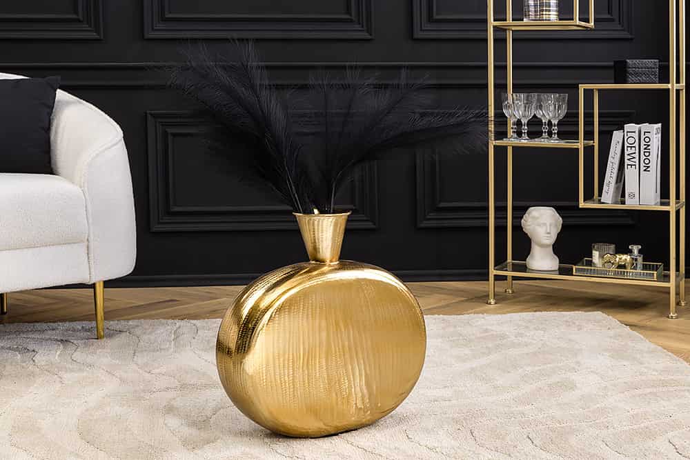 Handgefertigte Vase ORIENT L 50cm gold Metall Hammerschlag Design