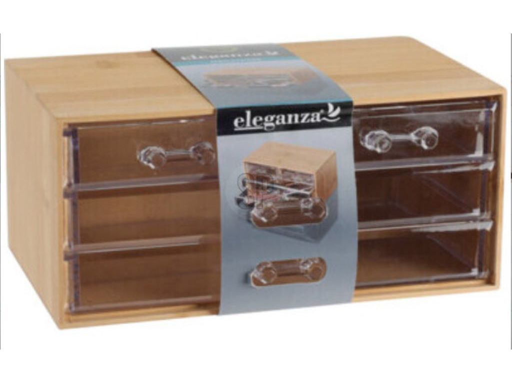 ORGANIZADOR DE MAKE UP EM BAMBU 23.3X15.2X10.1CM