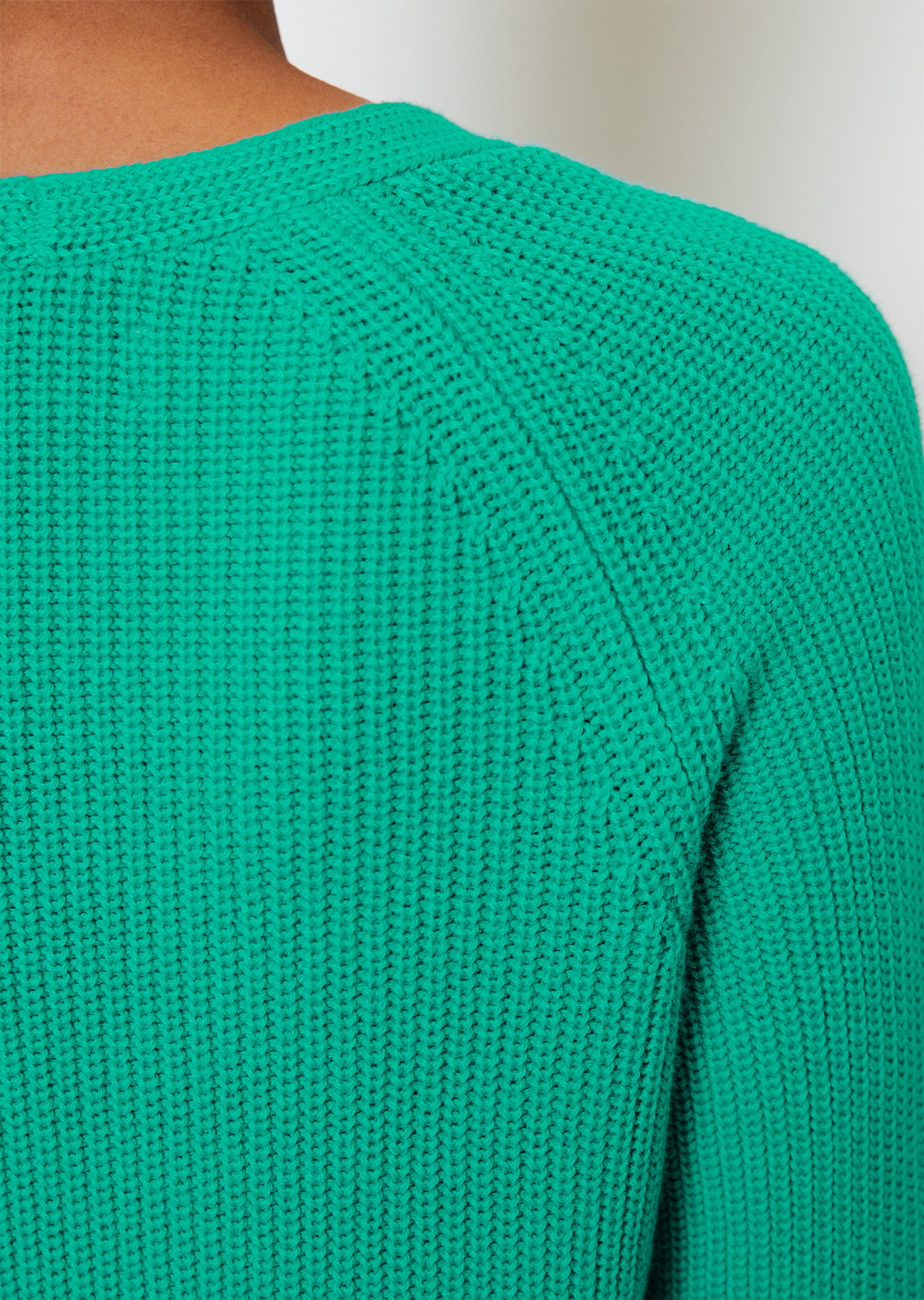 V-Neck-Strickpullover relaxedaus schwerem Baumwoll-Garn