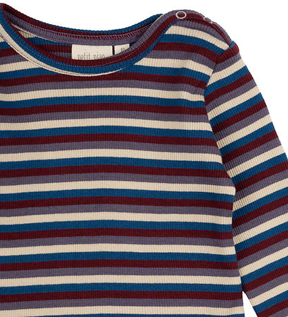 Petit Piao Bluse - Rib - Modal - Dark Cherry Multi Stripe