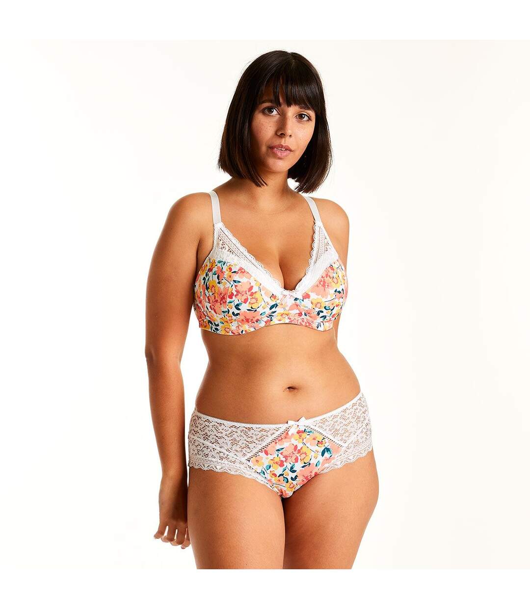Soutien-gorge sans armatures coque souple blanc/orange Elena