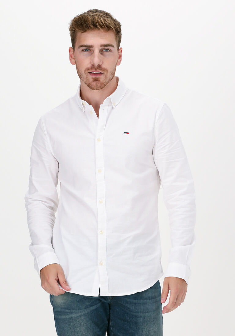 TOMMY JEANS witte tommy jeans casual overhemd tjm slim stretch oxford shirt