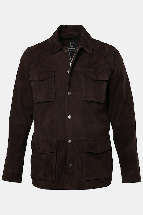 Leder-Fieldjacket, Leder, Ziegen-Veloursleder, viele Taschen