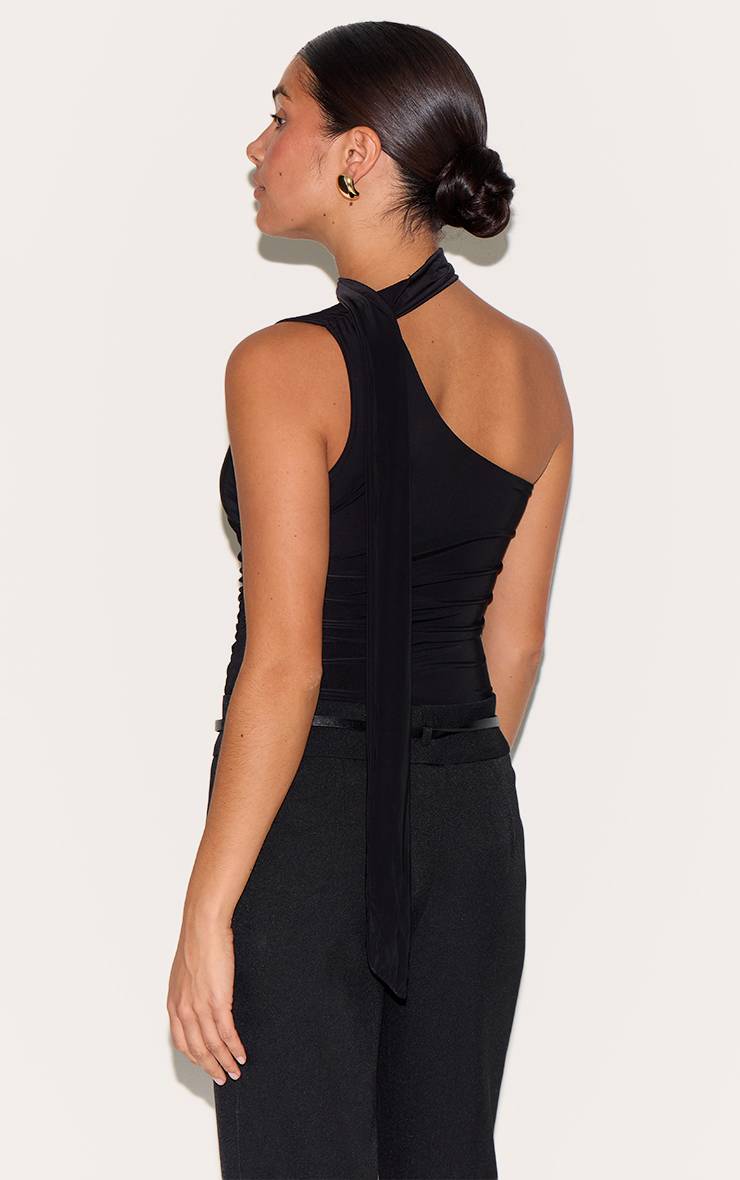 Noir Haut Long À Double Couche Avec Détail Noué Petite