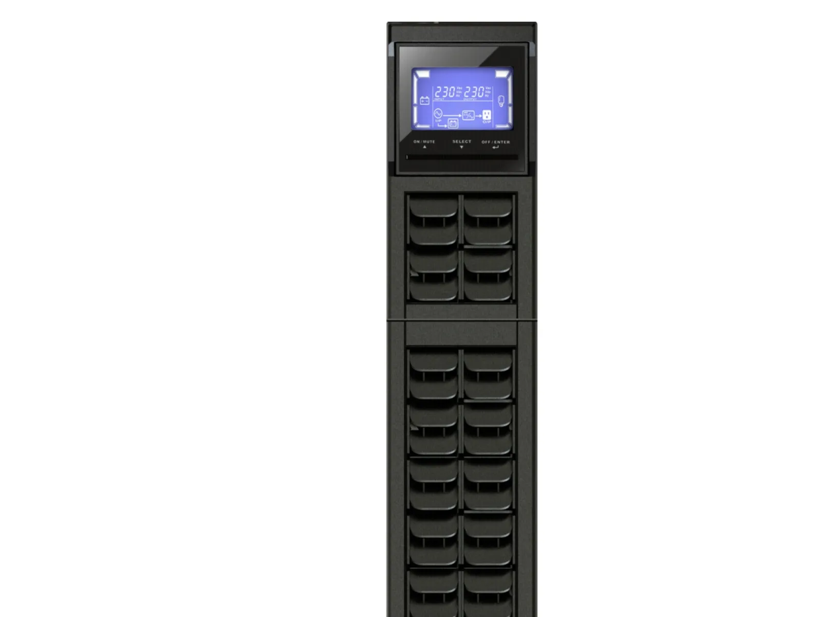 PowerWalker VFI 2000CRM LCD, Dobbeltkonvertering (online), 2 kVA, 1600 W, Sine, 110 V, 300 V
