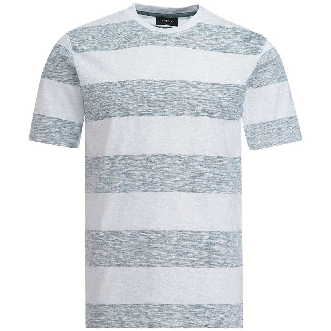 VanVaan Denim Herren T-Shirt mit Blockstreifen dunkelgrün / weiss