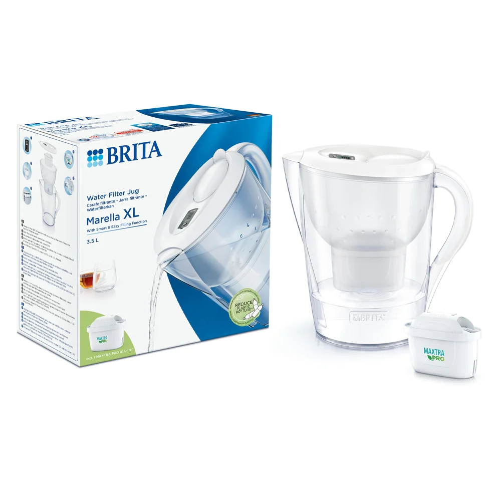 Carafe filtrante Marella XL blanche 3,5L dont 2,2L d'eau flitrée avec